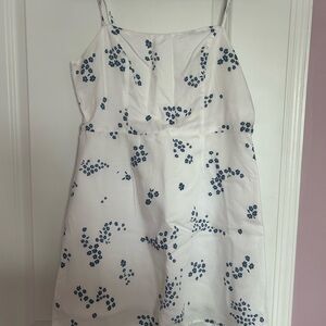 United Colors Of Benetton White Dress with Blue Floral Accents